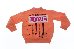 Водолазка на флісі для дівчинки трикотажна Love оранжева