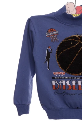 Водолазка на флісі для хлопчика трикотажна Basketbol синя