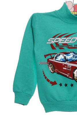 Водолазка на флісі для хлопчика трикотажна з Машиною бірюзовою.