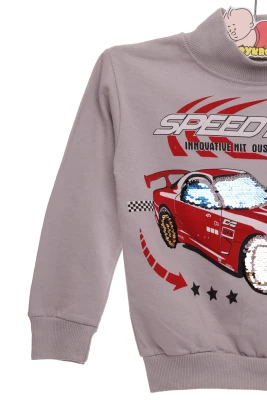 Водолазка на флісі для хлопчика трикотажна з Машиною сіра