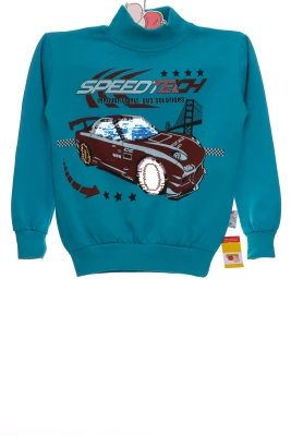 Водолазка на флісі для хлопчика трикотажна з Машиною зелена