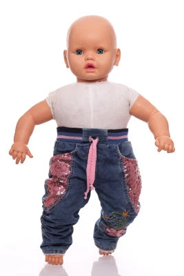 Джинси на махрі для дівчинки з паєтками сині