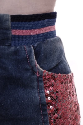 Джинси на махрі для дівчинки з паєтками сині