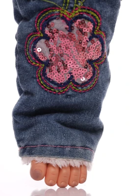 Джинси на махрі для дівчинки з паєтками сині