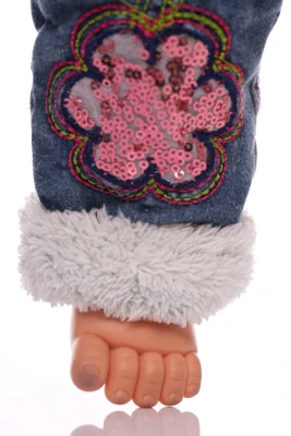 Джинси на махрі для дівчинки з паєтками сині