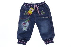Джинси на махрі для дівчинки Мишка синій