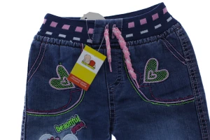 Джинси на махрі для дівчинки Мишка синій