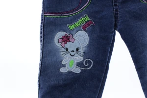 Джинси на махрі для дівчинки Мишка синій