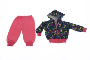 Костюм на флісі для дівчинки рожевий трикотажний зірки