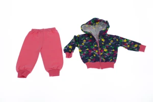 Костюм на флісі для дівчинки рожевий трикотажний зірки