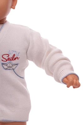 В'язана кофта для хлопчика з Якорем білий.