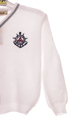 В'язана кофта для хлопчика з Якорем білий.