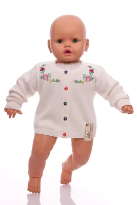 Кофта для дівчинки в'язка з квітами бежевий