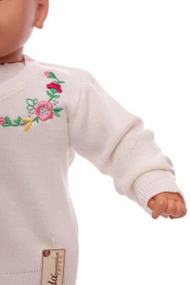 Кофта для дівчинки в'язка з квітами бежевий