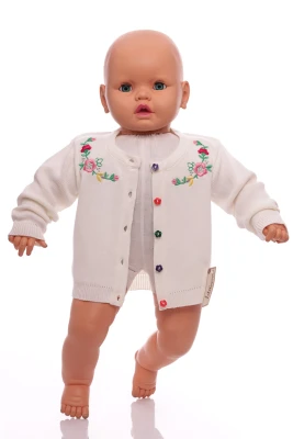 Кофта для дівчинки в'язка з квітами бежевий