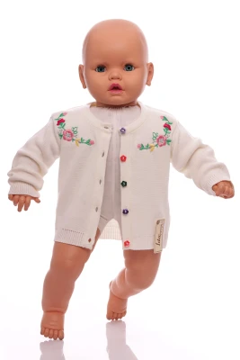 Кофта для дівчинки в'язка з квітами молочна