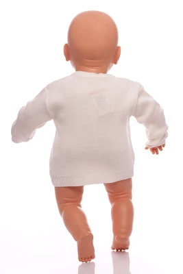 Кофта для дівчинки в'язка з квітами молочна