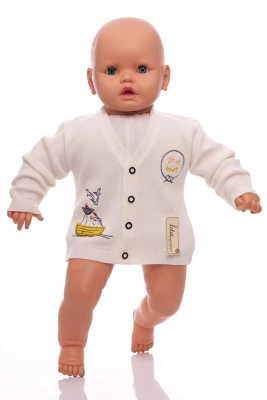 Кофта для хлопчика в'язка з кораблем молочний