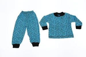 Піжама з довгим рукавом для хлопчика трикотажна кольорова блакитна