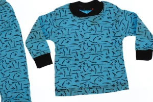 Піжама з довгим рукавом для хлопчика трикотажна кольорова блакитна