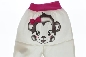 Повзунки трикотажні для дівчинки з мавпочкою рожеві