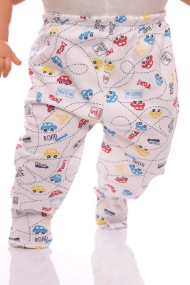 Повзунки трикотажні для хлопчика з машинкою блакитні