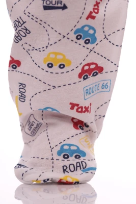 Повзунки трикотажні для хлопчика з машинкою блакитні