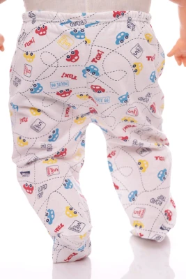 Повзунки трикотажні для хлопчика з машинкою блакитні