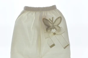 Повзунки трикотажні для дівчинки з метеликом білі
