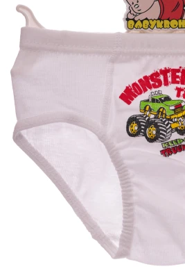Труси з майкою для хлопчика трикотажні Машинка білі