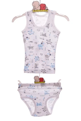 Труси з майкою для хлопчика трикотажні блакитний зоопарк