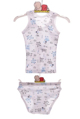 Труси з майкою для хлопчика трикотажні блакитний зоопарк