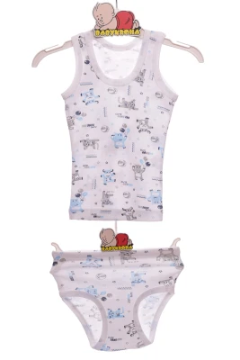 Труси з майкою для хлопчика трикотажні блакитні зоопарк