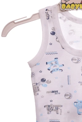 Труси з майкою для хлопчика трикотажні блакитні зоопарк