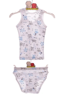 Труси з майкою для хлопчика трикотажні блакитні зоопарк