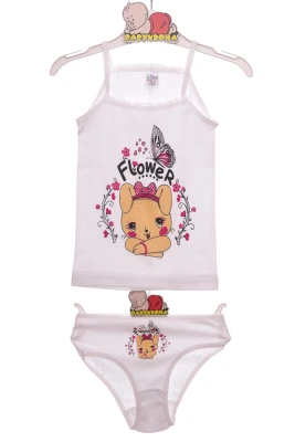 Труси з майкою для дівчинки трикотажні Зайчик білі