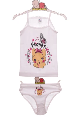 Труси з майкою для дівчинки трикотажні Зайчик білі