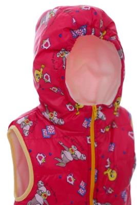 Жилетка для дівчинки на флісі Babykroha з капюшоном Зайчик малиновий