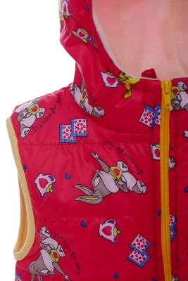 Жилетка для дівчинки на флісі Babykroha з капюшоном Зайчик малиновий