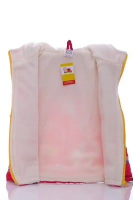 Жилетка для дівчинки на флісі Babykroha з капюшоном Зайчик малиновий