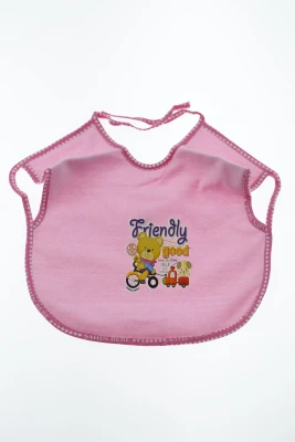 Нагрудник для дівчинки трикотажний 25*30 см з Ведмедиком рожевий