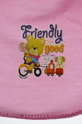 Нагрудник для дівчинки трикотажний 25*30 см з Ведмедиком рожевий