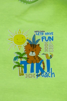 Нагрудник трикотажний на зав'язках 25*30 см Африка зелений