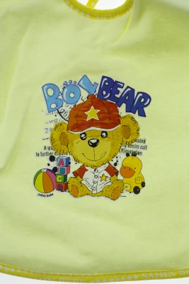 Нагрудник трикотажний на зав'язках 25*30 см Boy bear жовтий