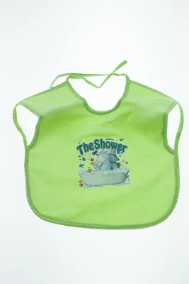 Нагрудник трикотажний на зав'язках 25*30 см Слоник зелений