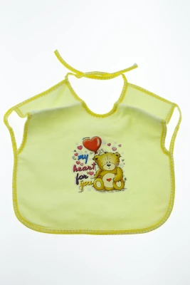 Нагрудник трикотажний на зав'язках 25*30 см Серце жовте