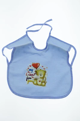 Нагрудник для хлопчика трикотажний 25*30 см Серце блакитне