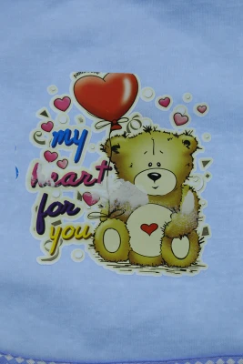 Нагрудник для хлопчика трикотажний 25*30 см Серце блакитне