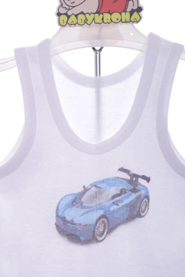 Майка з трусами для хлопчика трикотажні білий машинка