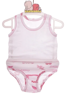 Майка з трусами для дівчинки трикотажні рожеві flowers